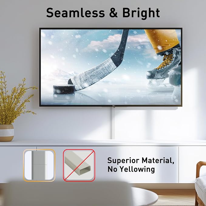 Delamu Grey Cord Hider, 56.7in Grey Cord Covers for Wires on Wall, Cable Hider Wire Covers for 2-3 Cords, Wire Hiders for TV on Wall, Easier Setup Cable Cover to Hide TV Wires, 4X L14.2 W0.94 H0.47in