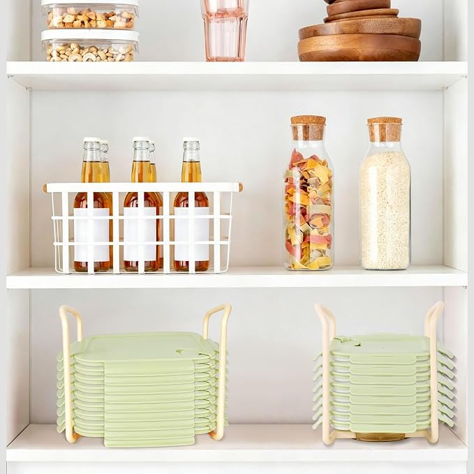 3 Pack Adjustable Lids Organizer for Rubbermaid Brilliance Lids, Lid Organizers Inside Cabinet for Pyrex Snapware, Lids Holders Suitable for Storing Lids of Various Sizes Grey（5.51in-8.27in）