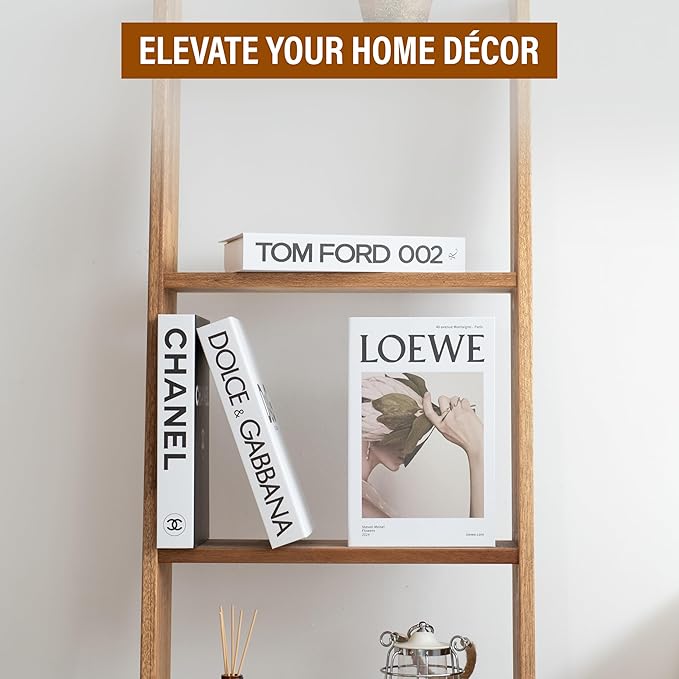 PROBENEX White Large | 4 PCS Faux Decorative Book Boxes | Not Real Books, Cardboard Foldable Display Props | Home Decor for Coffee Table, Bookshelf, Living Room, Office