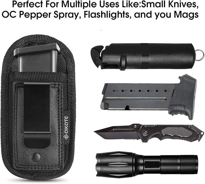 2 Pack Universal Magazine IWB Pouch Concealed Carry 9mm .40 .45 .380 .357, Mag Holster for S&W M&P Sig Sauer Ruger Glock, Handgun Ammo Gun Ammunition Holsters