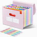 ThinkTex Accordion File Organizer, 12 - Pocket Expanding File Folders for Paper Receipts, Bills & Taxes Organizer, Letter/A4 Size Document Holder for School, Office, Home with tabs-Pinkish Purple