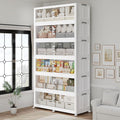 240Gal/960QT 6-Tiers Extra Large Stackable Storage Bins with Lid, Collapsible Cabinet Closet Organizer Plastic Container Box with Wheels Doors Drawers for Living Room Kitchen Office, White