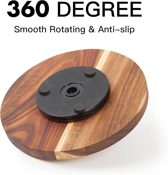 8in Small Lazy Susan Turntable Organizer Acacia Wood, Round Rotating Tray & Storage, Ideal for Spice Bottles, Jewelry, Aromatherapy Candles – Temporary Turnover Holder & Display Stand