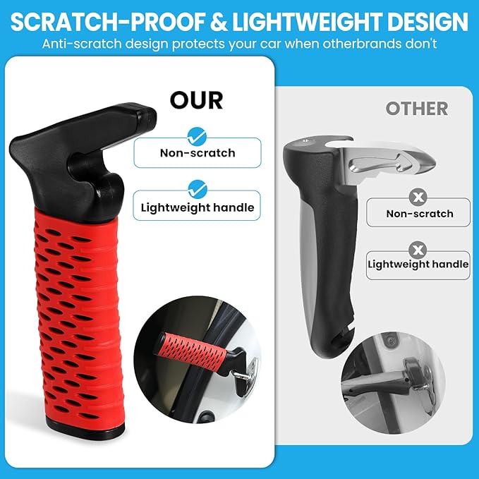 CAidRE 2 Pack Car Door Handle for Elderly, Car Handle Assist Support Handle, Portable Mobility Aids for Getting Out of Car, Auto Grab Cane for Seniors and Handicapped (Red)