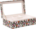 Decorative Storage Box with Mirror Lid, Vintage Botanical Floral, Beige Interior Compartments, Home Decor, Table Decor, Shelf Organizer, Travelling Box