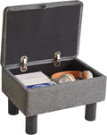 Aibiju Linen Small Ottoman Foot Rest, Foot Stools with Storage Small, Upholstered Rectangle Wood Ottoman with Safety Hinge Flip Top, Bed Stool for Bedroom Dorm Light Gray YD-JD1364