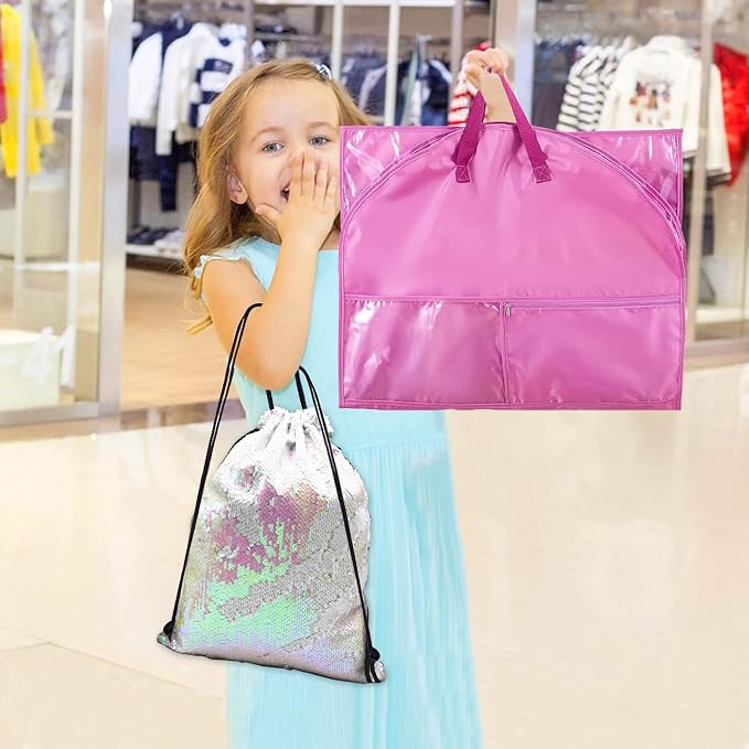 Dance Costume Garment Bag for Dancers with Backpack Storage Bag,40 inch Kids Garment Bag for Dance Competitions with Pockets for Dance Costumes,Cheer Uniform Garment Bags for Hanging Clothes Travel