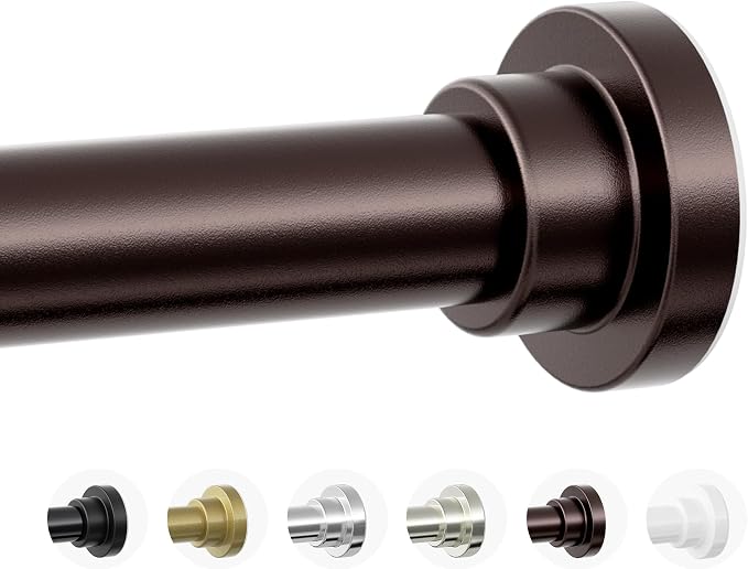 Mcrbeay Shower Curtain Rod, 1" Diameter Heavy Duty Tension Shower Rod, Non Slip Adjustable 28-102 inch No Drilling Shower Curtain Rods Spring Tension For Bathroom, Shower Stall, No Rust, Bronze