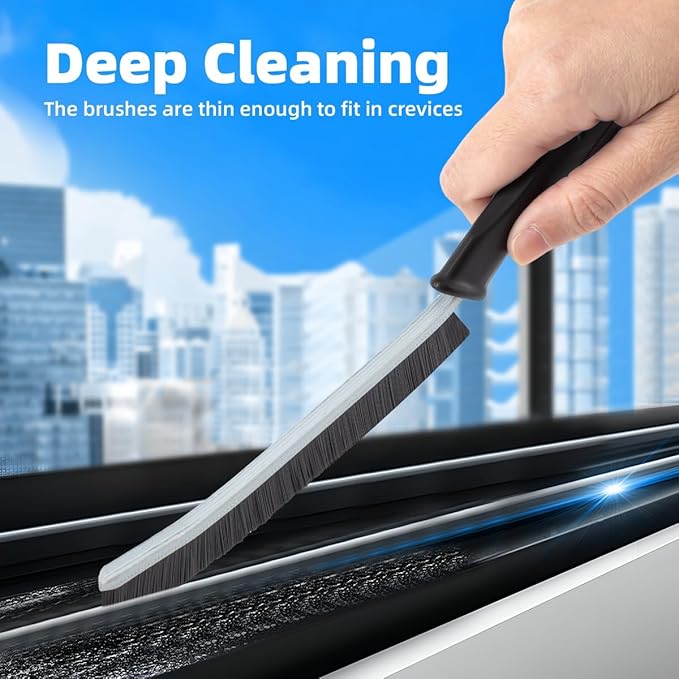 TQRR Hard Bristle Crevice Cleaning Brush-Thin Gap Scrub Brush, Small Cleaning Brush, Grout Brush, Kitchen Brush, Cleaning Tools for Toilet, Bathroom, Sink, Home, Household, Window (6, Orange)