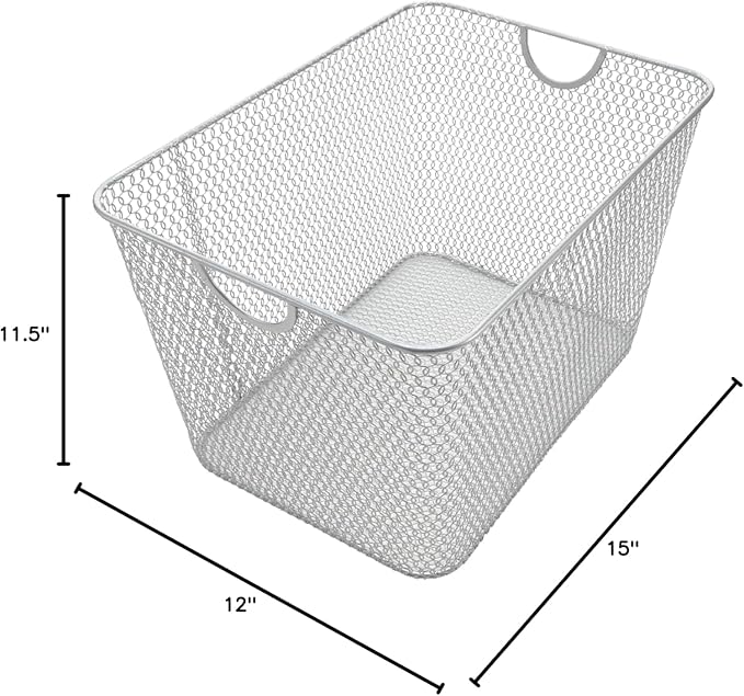 YBM HOME Kitchen Pantry Organizer Wire Basket for Shelves, Cabinets, Pantry, Countertop, Mesh Open Storage Bin Metal Basket for Organizing Food Supplies 14 x 10 x 9, Pack of 6, Silver