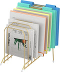 Incline Sorter Desk File Organizer, Metal Desk Magazine Folder Holder with 8-Section Vertical Compartments Rack File Organizer for Office, Home, School