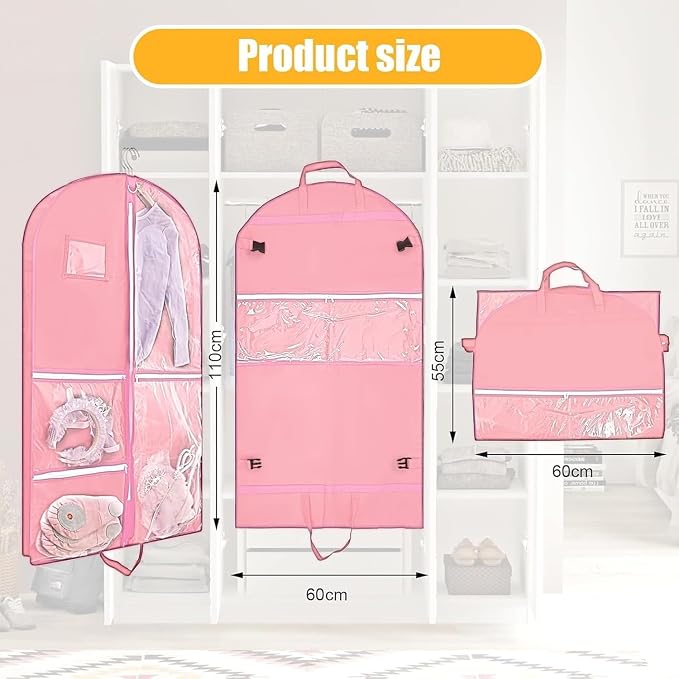 Garment Bag for Dance Costumes, 3 Pack 40 inch Dance Garment Bags for Dancers Hanging Clothes Travel Storage,Kids Dance Recital Bags for Competition,Dance Recital Gifts for Girls