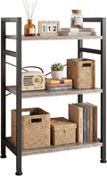 DUMOS 3 Tier Bookshelf, Home Office Bookcase Shelf Storage Organizer | Free Standing Open Display Storage Shelving Unit for Bedroom, Living Room Gray
