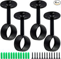 1Inch 4 Packs Black Heavy Duty Stainless Steel Curtain Rod Brackets End Supports Closet Pole Sockets Flange Rod Holder with Screws， Closet Shelf and Rod Brackets (1 inch Qualcomm Flange)