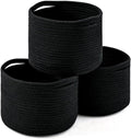 ICERZCZ Small Black Baskets for Organizing, Storage Baskets for Shelves, Small Woven Basket for Storage, Cute Basket for Gifts, Mini Cotton Rope Baskets, 9.7"×9.7"×7" (3 Packs) Black