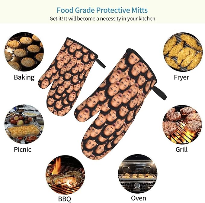 Custom Oven Mitts Personalized with Your Face Baking Gifts for Women for Kitchen Cooking BBQ Grillin-Style1, 2 Oven Mitts
