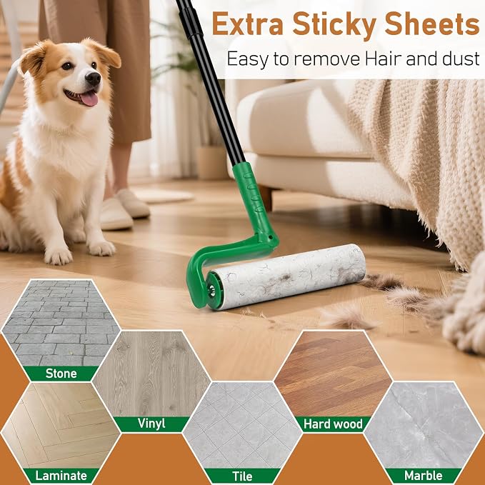 10 Inch Large Lint Roller Refills for Lint Remover,4 Rolls 200 Sheets Big Lint Roller Refill Compatible with Evercare Mega Roller Cleaning for Carpets, Furniture, Pet Hair