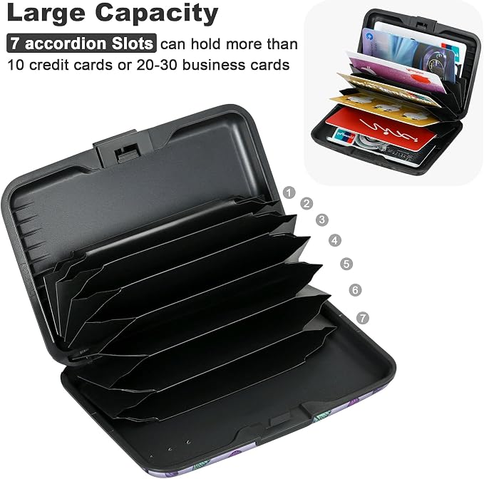 ELFISH Mini RFID Aluminum Wallet Credit Cards Holder Business Card Case Metal ID Case for Men Women(Colorful Butterflies)