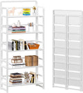 4NM No Assembly 5 Tiers Folding Bookshelf Storage Shelves Vintage Bookcase Standing Racks Study Organizer Home Office (All White)