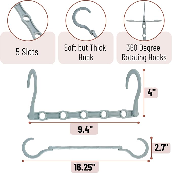 Mr. Pen- Space Saving Hangers, 16 pcs, 360° Rotating Hooks | Magic Cascading Hanger Organizer with 5 Enclosed Slots, Closet Organizers and Storage for Clothes