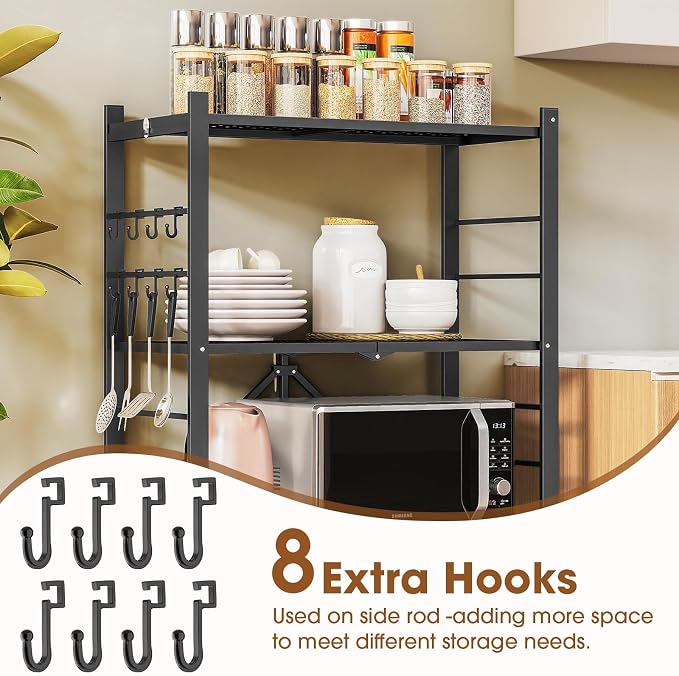 Fenbeli Foldable Shelves with Wheels - 4 Tier Folding Shelf, Collapsible No Assembly Metal Shelving Unit, Origami Storage Shelves & Rolling Storage Rack with 8 Hooks for Kitchen Pantry Garage
