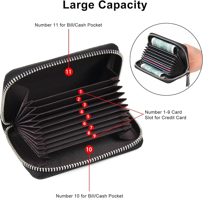Credit Card Wallet, RFID Card Case Wallet, Zipper Card Cases Holder for Men Women, RFID Blocking, KeyChain Wallet, Compact Size Card Organizer Case for Women