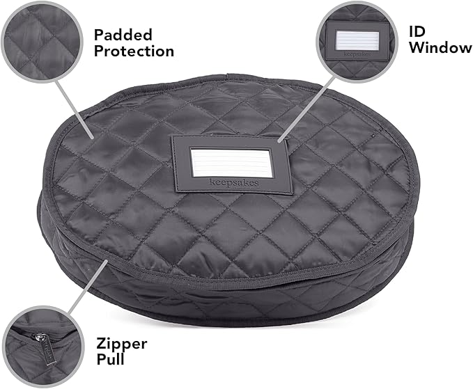 Covermates Keepsakes - Serveware Storage - Padded Protection - ID Window - Stain Resistant - Machine Washable - China Storage, Slate