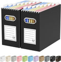 Oterri File Organizer Box, Portable Collapsible Cardboard File Folder Organizer with Handle for Letter Size Hanging Files, Document Storage Box for Home Office & Classroom (2 Packs, Black)