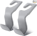 EldHus Car Seat Hooks for Purses and Bags, 2 Pack Car Purse Holder for Grocery Bag Handbag Clothes, Metal Headrest Hooks Covered by Leather, Gray