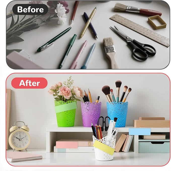 5Pack Pen Holder for Desk Pencil Holder for Classroom Pen Cup Pencil Cup Office Desk Organizers Accessories Makeup Brush Organizer with 400 Pcs Sticky Notes for Office School Home Crafts Supplies
