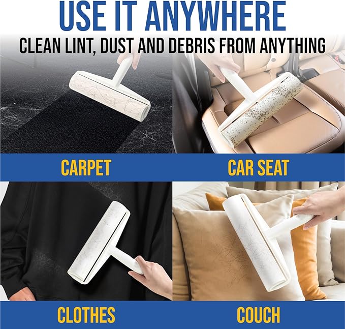 Foxtrot Large Lint Roller with Refills, 9.45 inch Wide, 5 Pack, 450 Sheets