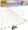 113.4in Cord Hider Kit, Cord Covers for 2-4 Wires on Wall, Self-Adhesive Cable Hider Wire Covers for Cords on Wall, Paintable Cord Hider for Walls Mount Tv, Cable Cover Raceway, W0.95 H0.55in, Beige