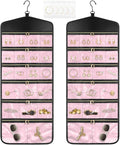 CHICECO Hanging Jewelry Organizer With Zippered Pockets,40 Pockets Travel Jewelry Organizer Storage for Cloest,Wall,Door (Pink)
