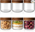 Bumobum 10 oz Glass Mason Jars with Lids, Glass Container with Acacia Wood Airtight Lid, Wide Mouth Canisters for Chia Pudding Loose Tea Coffee Meal Prep Parfait Salad Snacks Yogurt Spice, 6-Pack