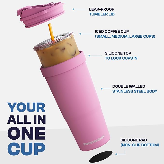 Frost Buddy Togo Buddy 30oz Tumbler - Insulated Stainless Steel (White) | Double-wall vacuum insulated | Spill-proof flip lid | 18/8 premium stainless steel