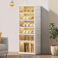 SYNCVIBE Foldable Shoe Rack Organize 6 Tier Plastic Shoe Shelf, 12 Pairs Collapsible Shoes Storage Bins, Large Folding Shoe Boxes for Closet with Doors, Stackable Storage Shoe Cabinet