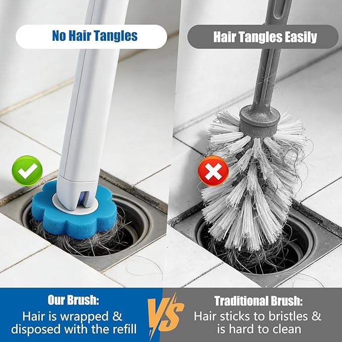 120 Count Disposable Toilet Brush Refills Pads for Most Toilet Wands | Prefilled Cleaning Deep-Scrubbing Toilet Pads, 3-Layer Sponge, For Bathroom Cleaning, Sinks, Tubs & Floor Drains