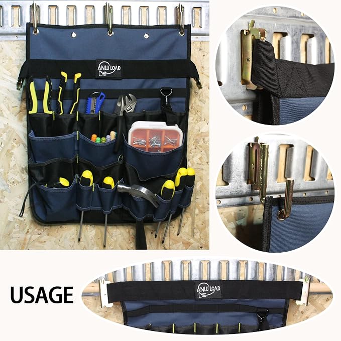 ANLULOAD E-Track Hanging Tool Organizer,Shoulder Strap Tool Organizer,E Track Accessories for Flatbed Enclosed Trailers,Garages,Tool Room.2PACK