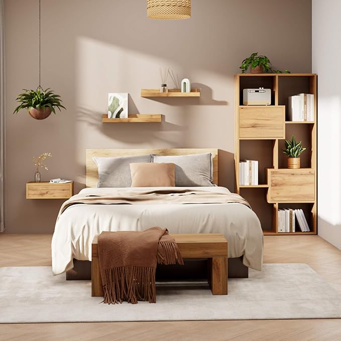 Mobili Fiver, Set of 2 First Picture Shelves, 23.62 in, Rustic Oak, Made in Italy