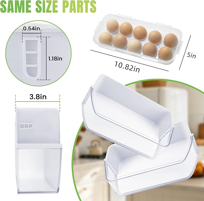 AMI PARTS DA97-12650A(RIGHT) & DA97-12657A(LEFT) Refrigerator Door Shelf | Fit for Refrigerator Parts RF260BEAESR RF261BEAESR RF261BEAESP RF260BEAEWW with 2 Egg Trays