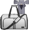 BALEINE Travel Garment Bag, Travel Suit Bag for Men, Water Resistant Carry on Garment Bag for Hanging Clothes, Garment Duffel Bag for Travel Business (Gray-Convertible)