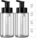 RYTOXILO Foaming Soap Dispenser, 10 oz/300ml Foaming Hand Soap Dispenser, 2 Pack Glass Foaming Soap Dispenser for Bathroom Kitchen, Clear Refillable Foam Soap Dispenser Bottle with Waterproof Labels
