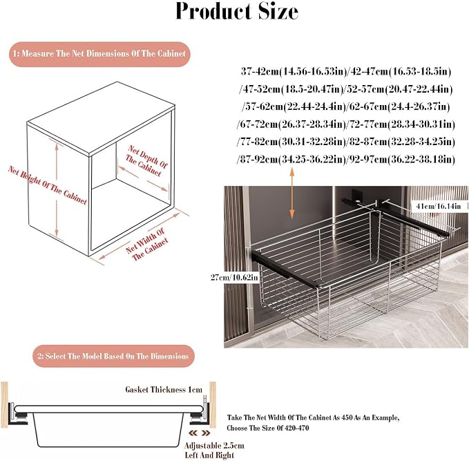 Pull-out Clothes Storage Basket,Stackable Storage Bins with Slide Rails,Stackable Shelf Baskets Organizer,for Wardrobe and Closet Drawer in Bedroom Office(36.22-38.18in)