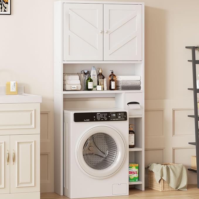 Shintenchi Over the Toilet Storage Cabinet, Bathroom Storage Cabient, White
