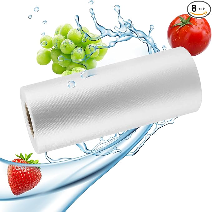 8 Rolls Plastic Produce Bags for Groceries,30x40cm(12x16in) Durable Clear Food Storage Bags for Bread,Fruits,Vegetables,Kitchen Disposable Plastic Storage Bag