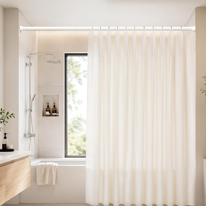 2Pack Tension Rods 23-46 Inch, Spring Loaded Curtain Rods Non-slip, Expandable Curtain Rod Tension No Drilling, Curtain Tension Rod For Window, Doorway, Kitchen, Tension Curtain Rod White