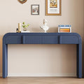 Modern Curved Entryway Console Table 55-Inch Entry Sofa Table with Storage Drawers for Living Room Entrance Hallway Accent Furniture (Navy Blue)