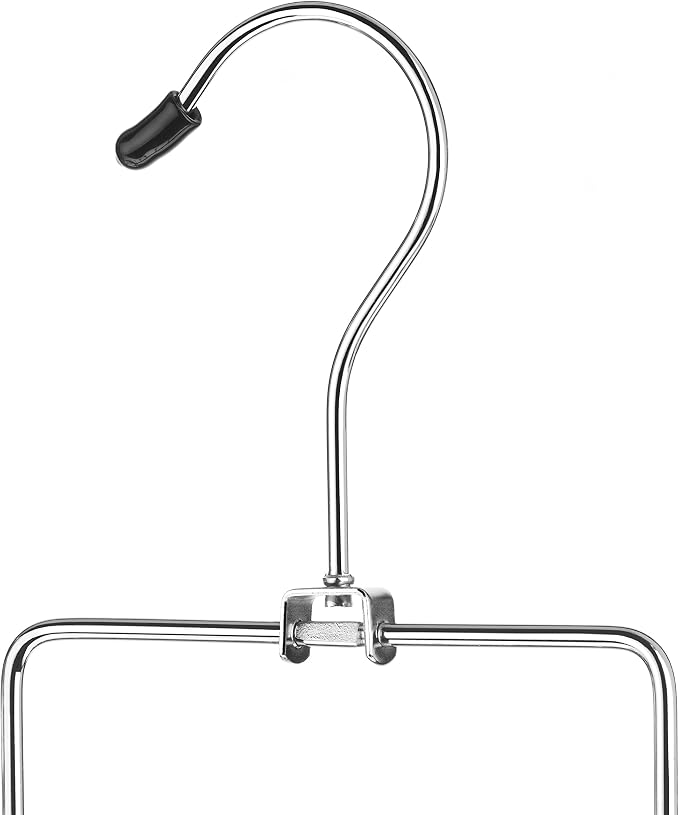 Whitmor Clothes Hanger, 10 Hook Accessory Hanger, Chrome Metal Tie Hanger for Closet, Belt, Ties, Scarves Organizer and Rack, Space Saving Closet Accessories, Black Tips