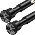 2 Pack Tension Rods for Windows 28 to 48 inch, Adjustable Curtain Rods No Drilling Spring Rods Extendable Pressure DIY Tension Rod for Window Closet Kitchen, Black