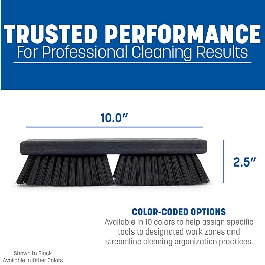 SPARTA Plastic Floor Scrub Brush, Brush Head Only, Deck Brush with ACME Standard Thread Fitting for Deck, Industrial Kitchens, and Hospitals, 10 Inches, Green, (Pack of 6)